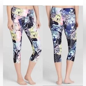 ONZIE Womens Leggings neon pastel color  Tiger Face Capri xs